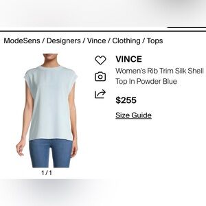 Vince Cream Muscle Tee silk shell top Size S